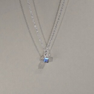 Cute 小众精致锁骨链配饰礼物 luck古着女生项链方糖吊坠时尚