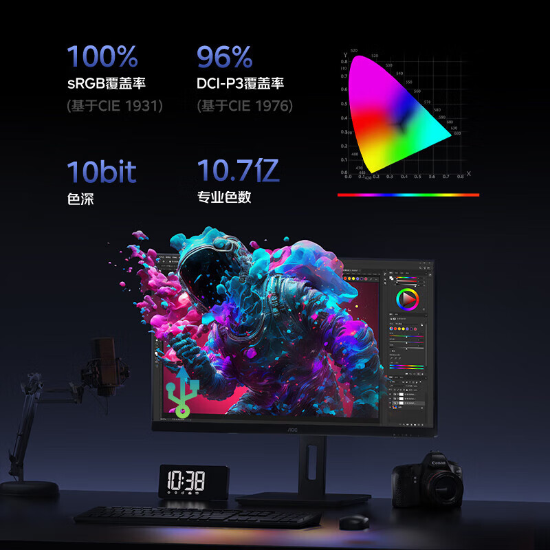 AOC27英寸4K升降旋转显示器