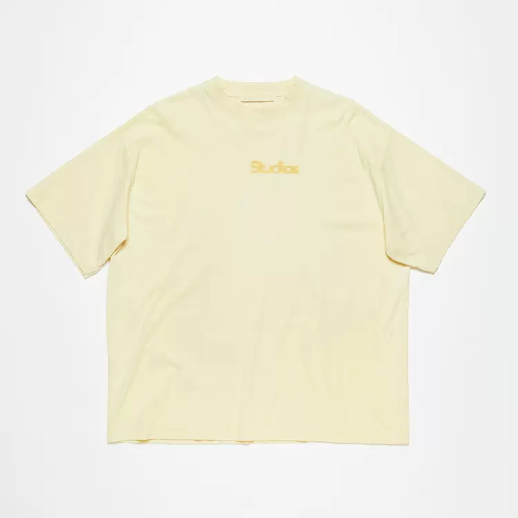 AC 模糊字母LOGO印花短袖T恤 黄色 S-XL  8039#