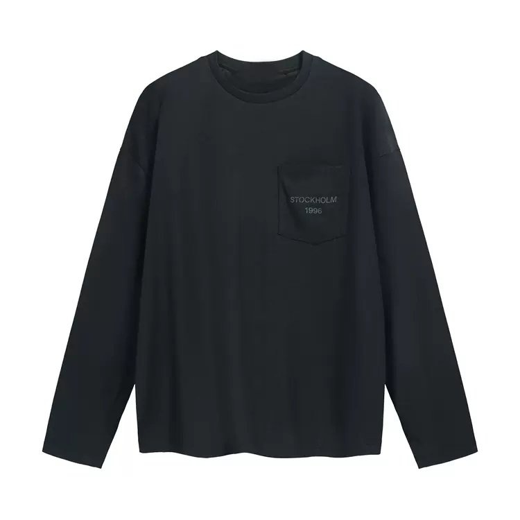AC LOGO印花口袋长袖T恤 黑色 白色 S-XL 8296#