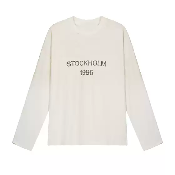 Distressed Letter Print Long-Sleeved T-Shirt 3286