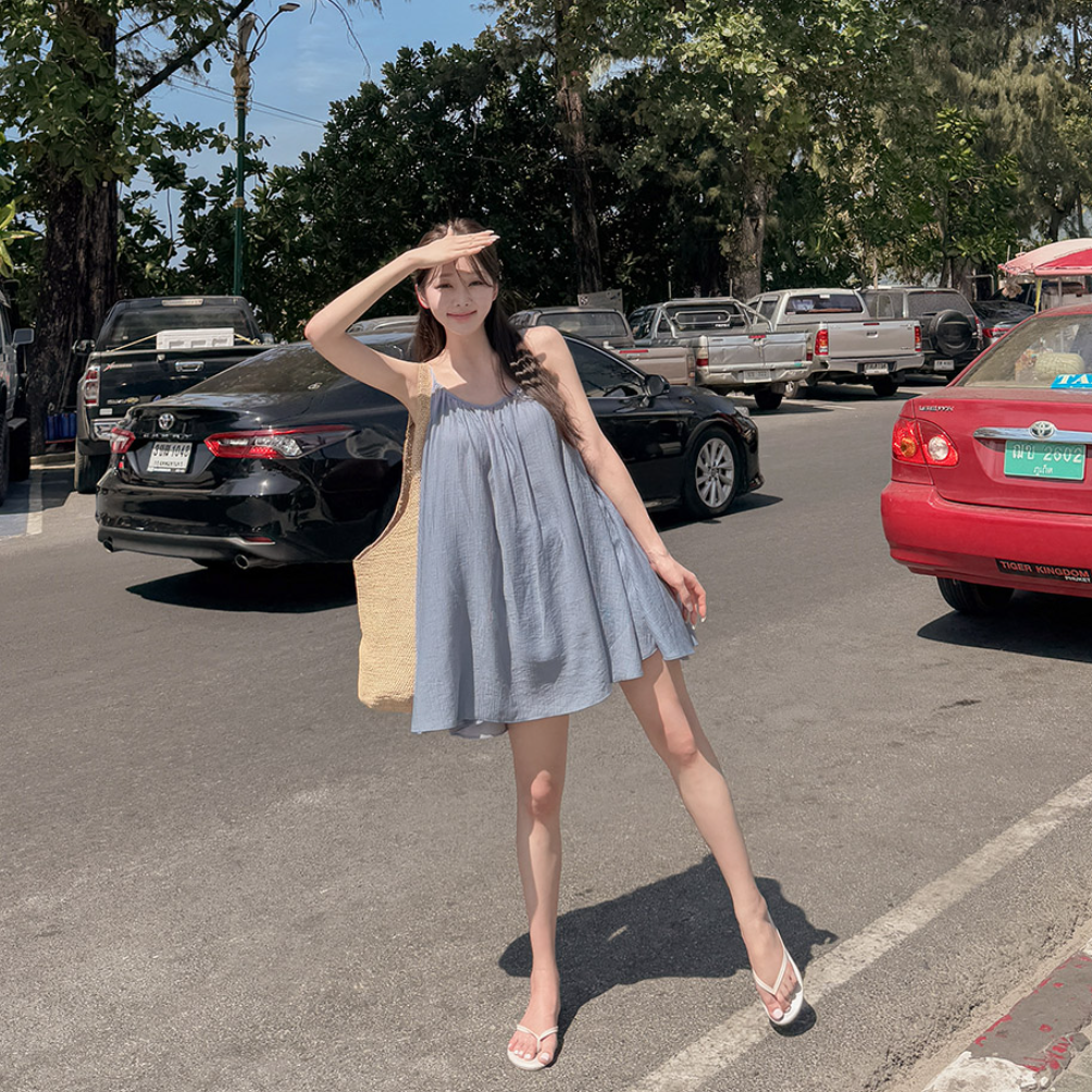 chic ▲韩国官网代购 性感露背连衣裙短裙夏天