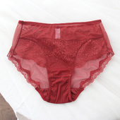 中高腰超薄火辣无痕网纱柔软包臀新年红显白内裤 性感蕾丝内裤 女