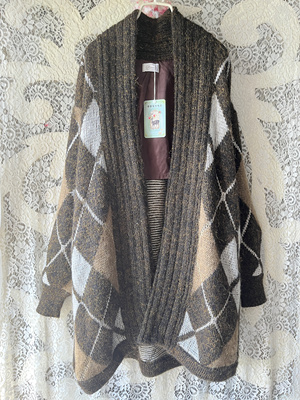 UNICA/文艺复兴阿盖尔格纹牦牛绒羊毛学院风针织开衫毛衣套装