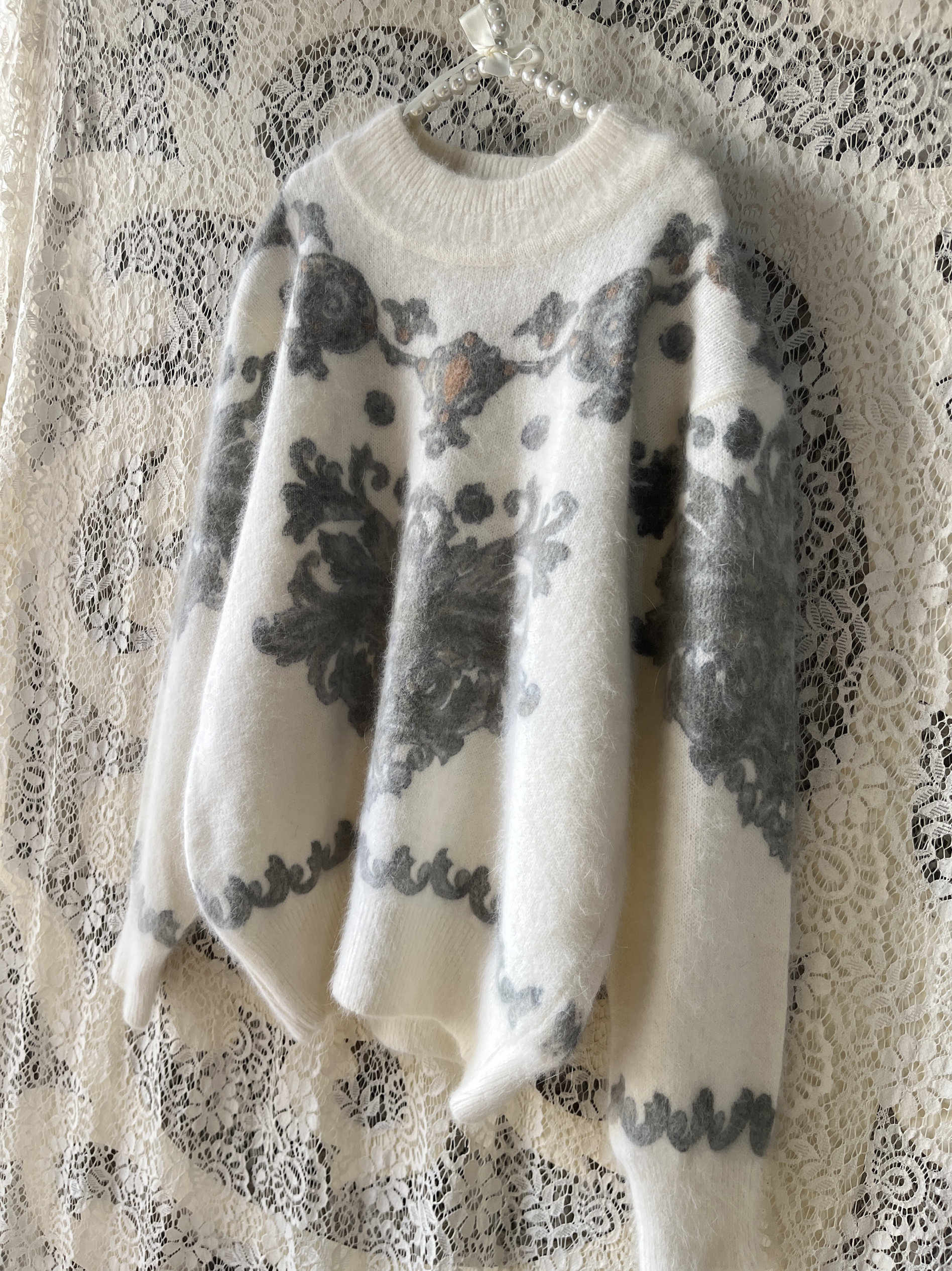 004复古外单日系兔绒羊毛套头休闲长袖气质甜美森系保暖秋冬毛衣