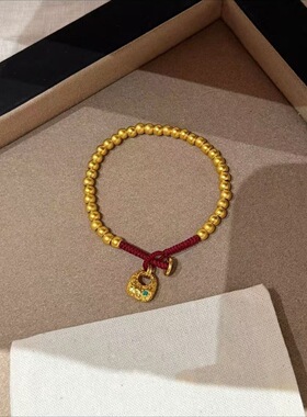 归真居沙金手作蹦迪珠猫眼手链女新中式国潮百搭款手串设计黄金色