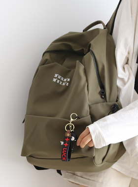 军绿色大容量双肩包女背包男书包男登山包电脑包轻便旅游双肩背包