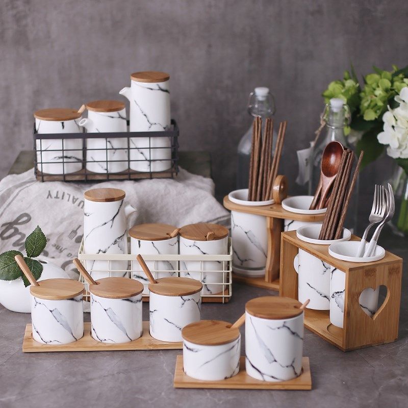 北欧大理石纹陶瓷调味罐调料罐家用套装组合厨房油盐罐调料盒瓶罐|ruв категории кухня/посуда, кухонный Гаджет/кухня хранения, тарного хранения/кухня хранения посуды, приправы бутылки - от Buy2taobao.com для оказания профессиональной услуги покупки агента Taobao