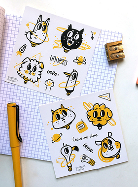 StudioPills原创萌宠星球手帐装饰贴纸创意异形笔记本不干胶粘纸