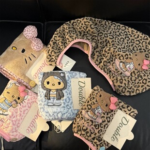 双利正品！新款豹纹猫干发帽