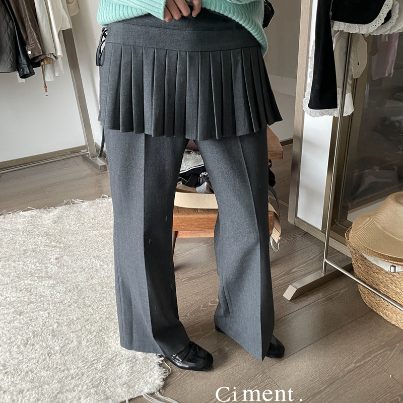 ciment 设计感显瘦深灰色加绒百褶屁帘西裤两件套裙裤长裤,女装/女士精品,西装裤/正装裤,淘宝优惠券,粉丝福利购,淘宝优惠卷