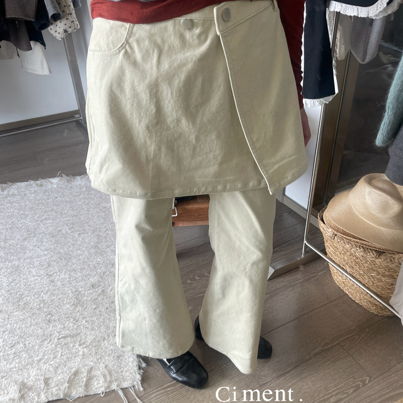 ciment 高品质显瘦米色加绒裙裤屁帘微喇长裤两件套,女装/女士精品,裙裤,淘宝优惠券,粉丝福利购,淘宝优惠卷