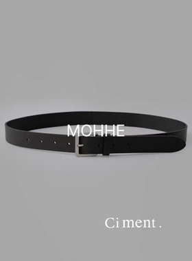 ciment 韩国东大门黑色牛皮极简腰带皮带