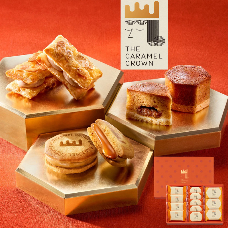 日本大阪限定爆红甜点THE CARMEL CROWN焦糖奶油夹心饼干点心零食