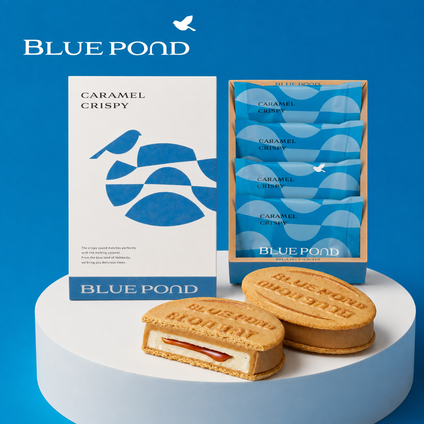 日本北海道BLUE POND焦糖脆草莓巧克力夹心饼干伴手礼盒进口零食