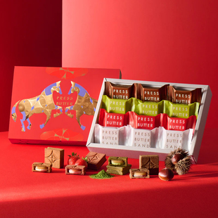 现货速发日本ins网红零食圣诞PRESS SAND焦糖奶油夹心饼干 BUTTER