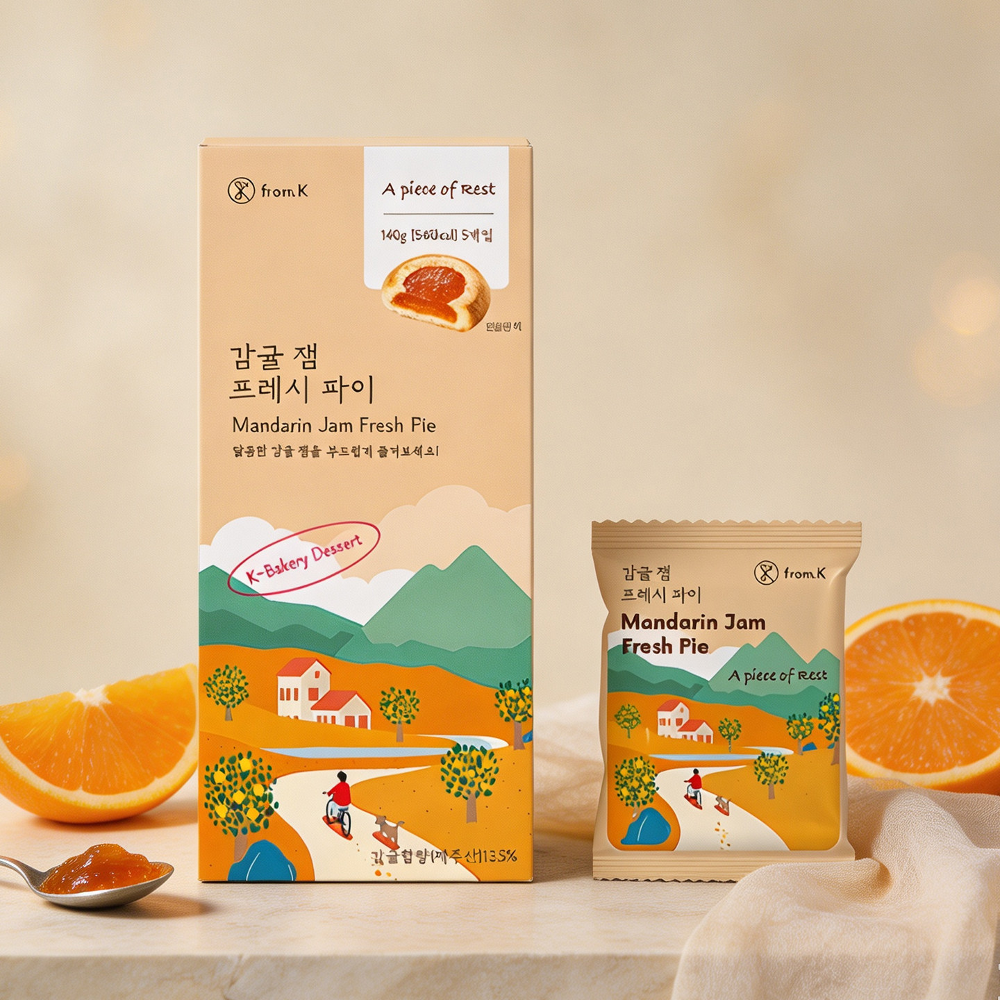 韩国FROM.K济州柑橘果酱派饼干草莓奶油夹心麻薯伴手礼盒进口零食
