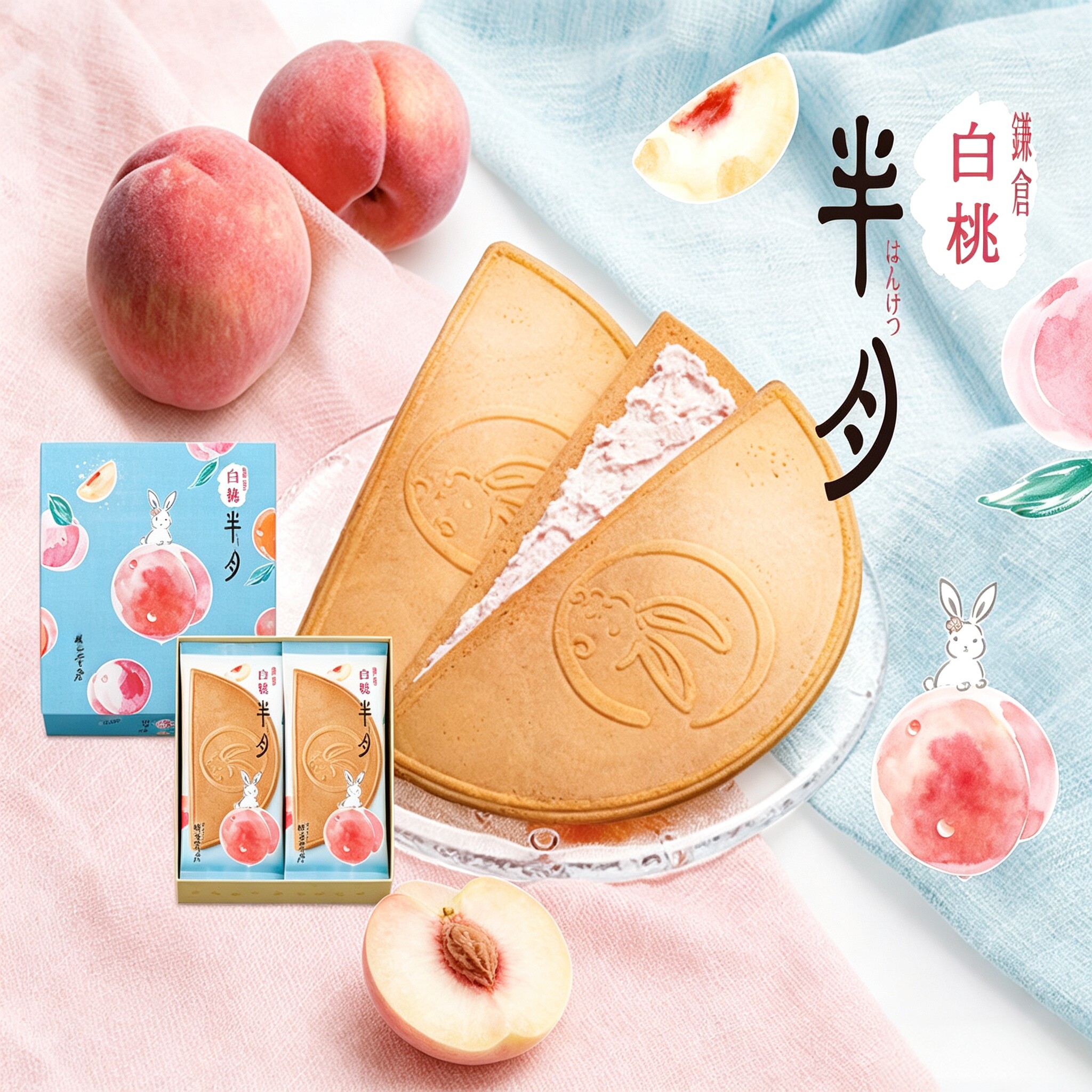 【现货速发】日本进口零食镰仓半月白桃小仓抹茶焦糖夹心饼干礼盒