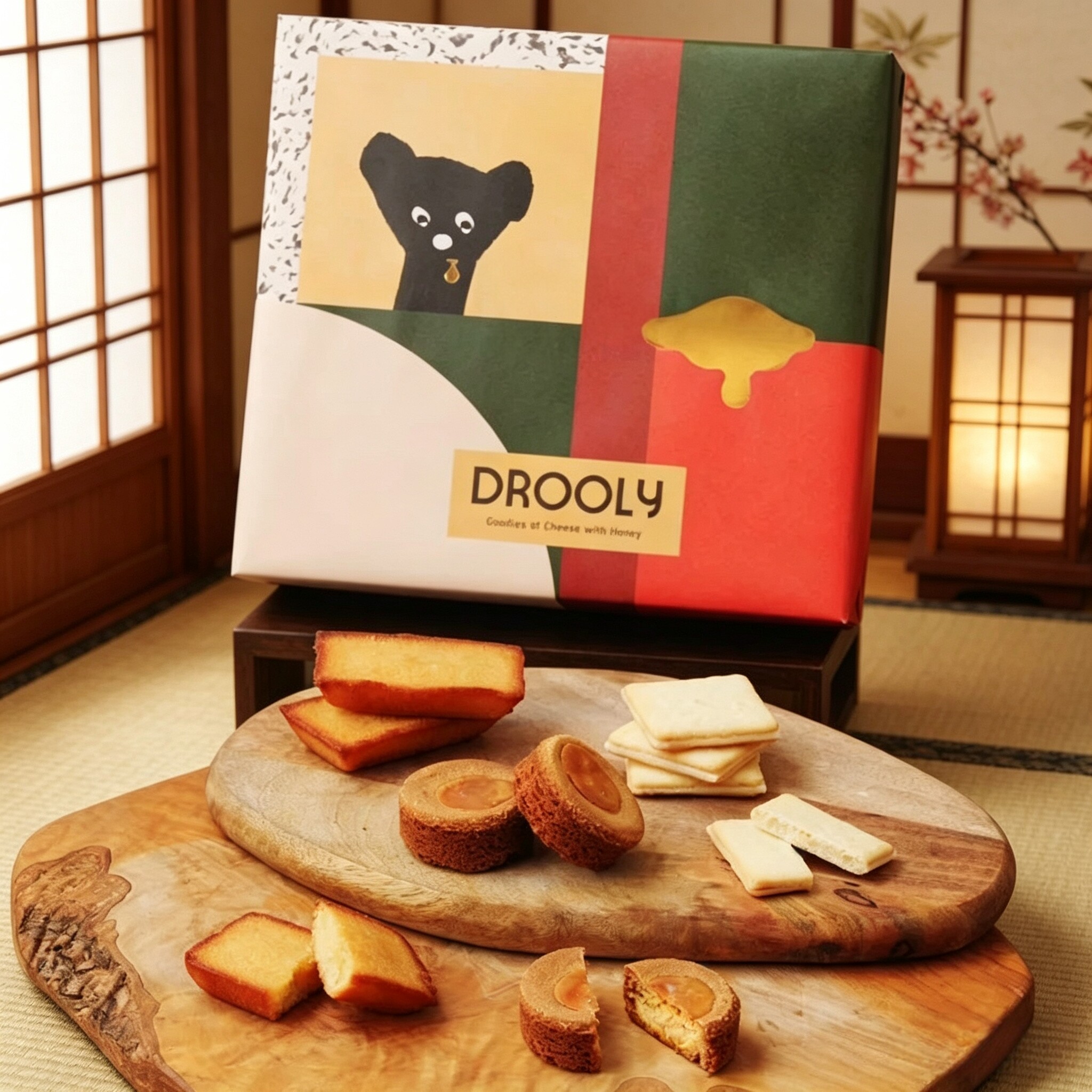 日本DROOLY芝士蜂蜜巧克力夹心饼干费南雪蛋糕点心礼盒进口零食