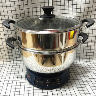 新食代加厚不锈钢电热锅/电炒锅/电蒸锅24cm学生锅 26cm小电火锅