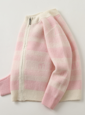 秋冬儿童高端纯羊绒衫男女童毛衣开衫英伦风小孩拉链外套洪叶云台