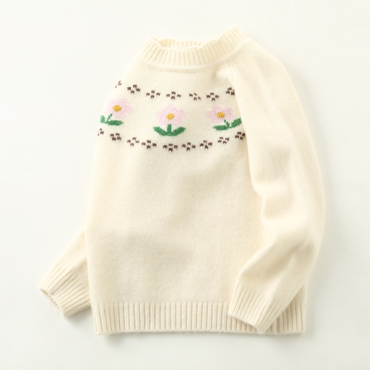 康赛妮女童100%纯羊绒衫儿童毛衣