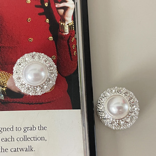 高档小香名媛风珍珠钻伞形金属纽扣大衣西装礼服装饰扣连衣裙扣子