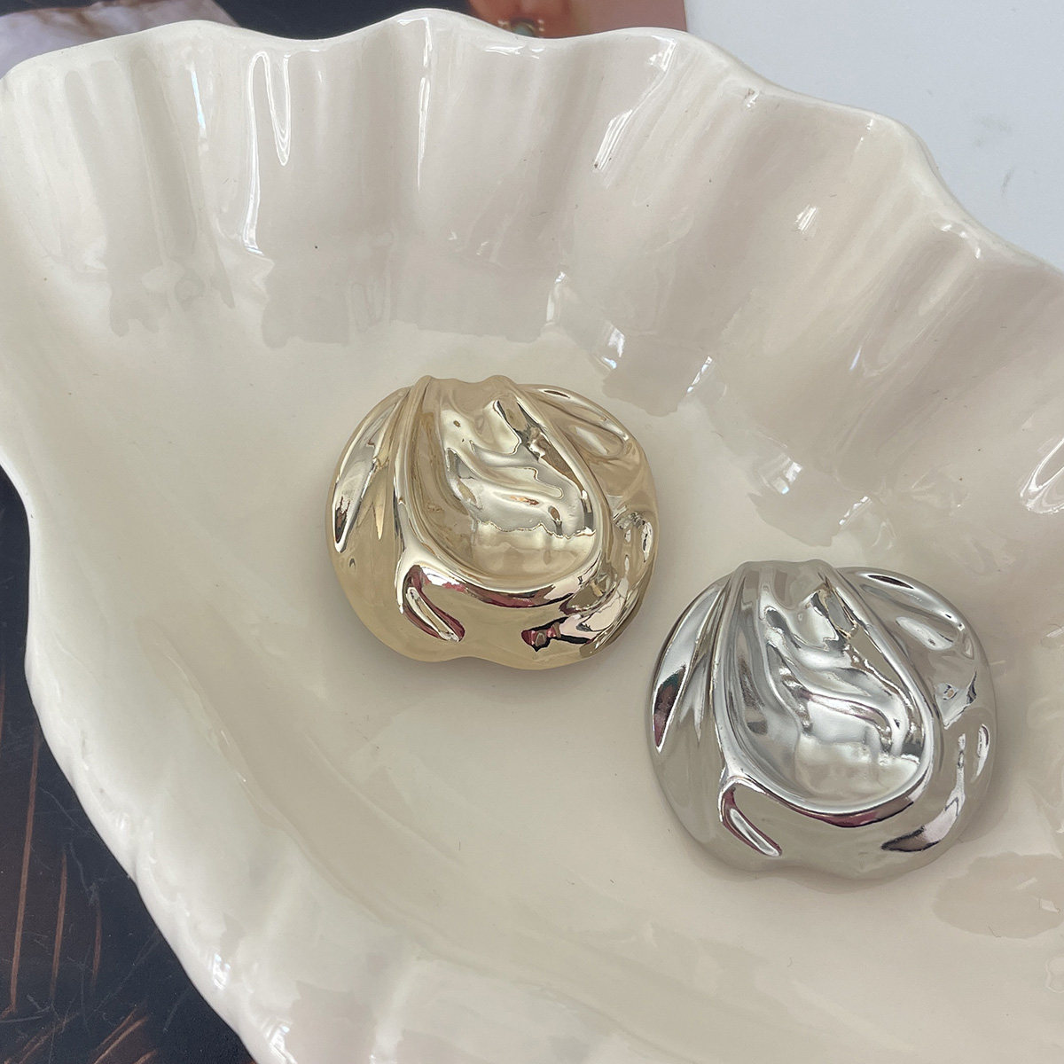 KNIT小香风设计感凹面金属纽扣貂皮大衣皮草装饰扣呢大衣毛衣扣子