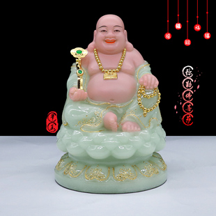 包邮汉白玉弥勒佛像摆件居家供奉大肚佛笑佛神像布袋和尚开业招财