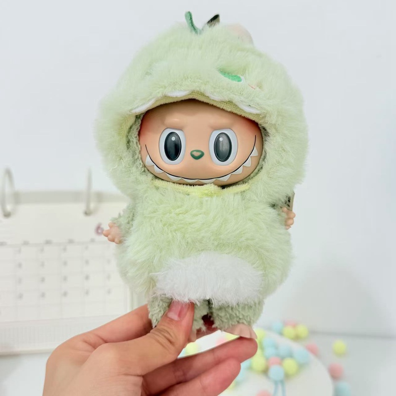 10cm一二代labubu娃衣坐坐派毛绒公仔立体娃衣套装拉布布站姿娃衣