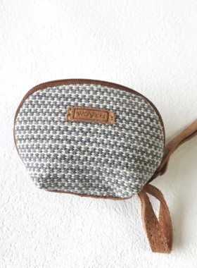 尼泊尔WSDO 纯棉手织布 半圆拼皮零钱包 小首饰包 不能装银行卡