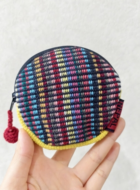 尼泊尔WSDO coinpurse手织布纯棉圆形拉链零钱包硬币包10CM直径②