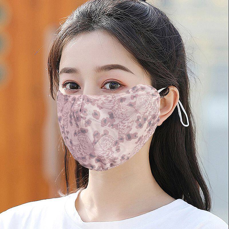 双层蕾丝防晒口罩女夏加大护眼角防尘遮阳面罩透气时尚立体口罩