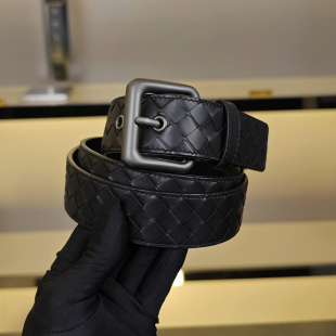 真皮手工编织腰带男款时尚黑色商务休闲针扣皮带百搭头层牛皮裤带