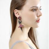 P金粉芭蕾舞女孩甜美个性 韩版 嘻哈街舞街拍耳环钉针