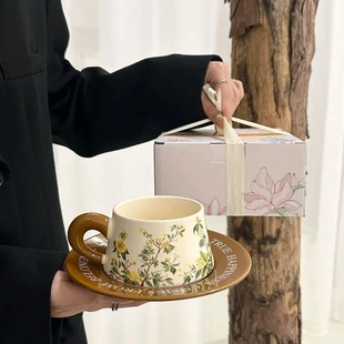 复古原创设计桂花咖啡杯碟套装撞色拿铁下午茶陶瓷杯高档精致礼盒