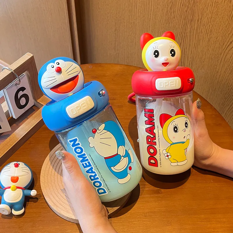 【正版哆啦A梦】新款卡通吸管大容量儿童水杯可爱网红双饮杯