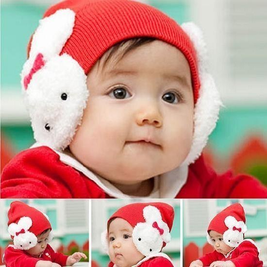 秋冬款0婴儿帽子8个月女宝宝1岁公主帽冬季套头帽6小兔帽子小孩帽