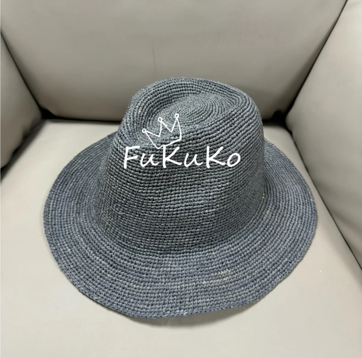 Fukuko新款彩色拉菲草编织牛仔帽女士男士休闲遮阳帽（无定型丝）