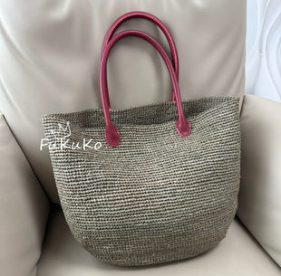 Fukuko26新款【岩中花】拉菲草编织女士手提包度假慵懒天然草编