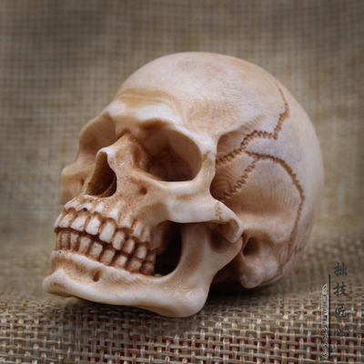 骷髅恶灵尸陀林黄杨木根付手把件