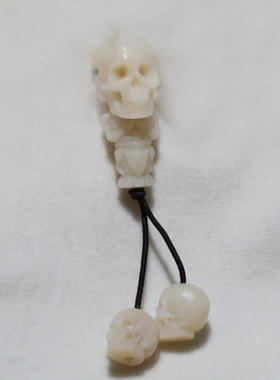 牛骨雕刻108颗男士文玩手串手链骨质骷髅尸陀林主佛珠念珠饰品