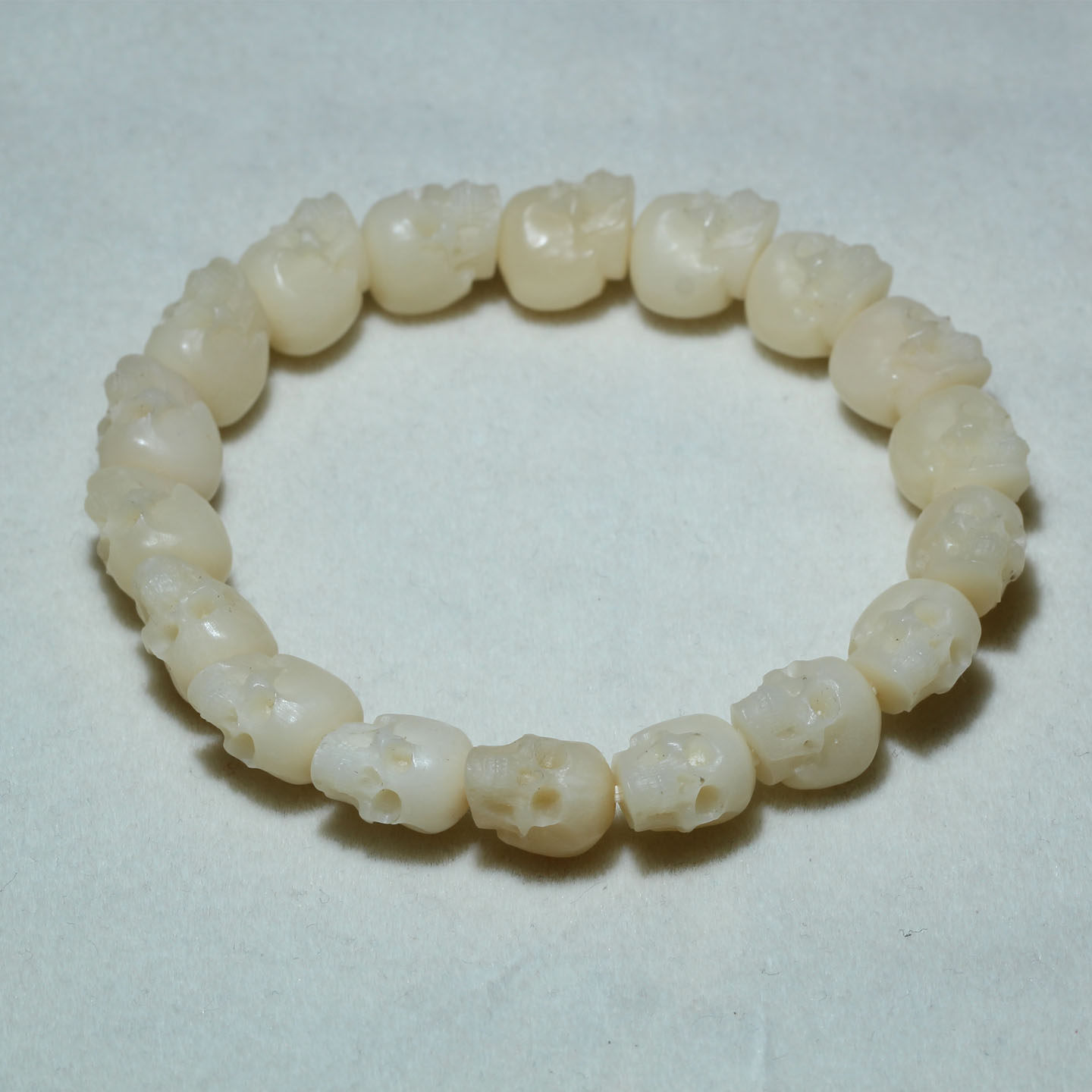 天然牛骨雕刻骷髅头尸陀林主骨质男女文玩手链单圈手串念珠