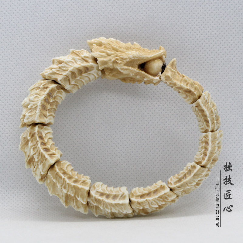 鹿角雕刻蝮蛇生肖蛇骨质文玩手串男士手链流行饰品民族风男友礼物
