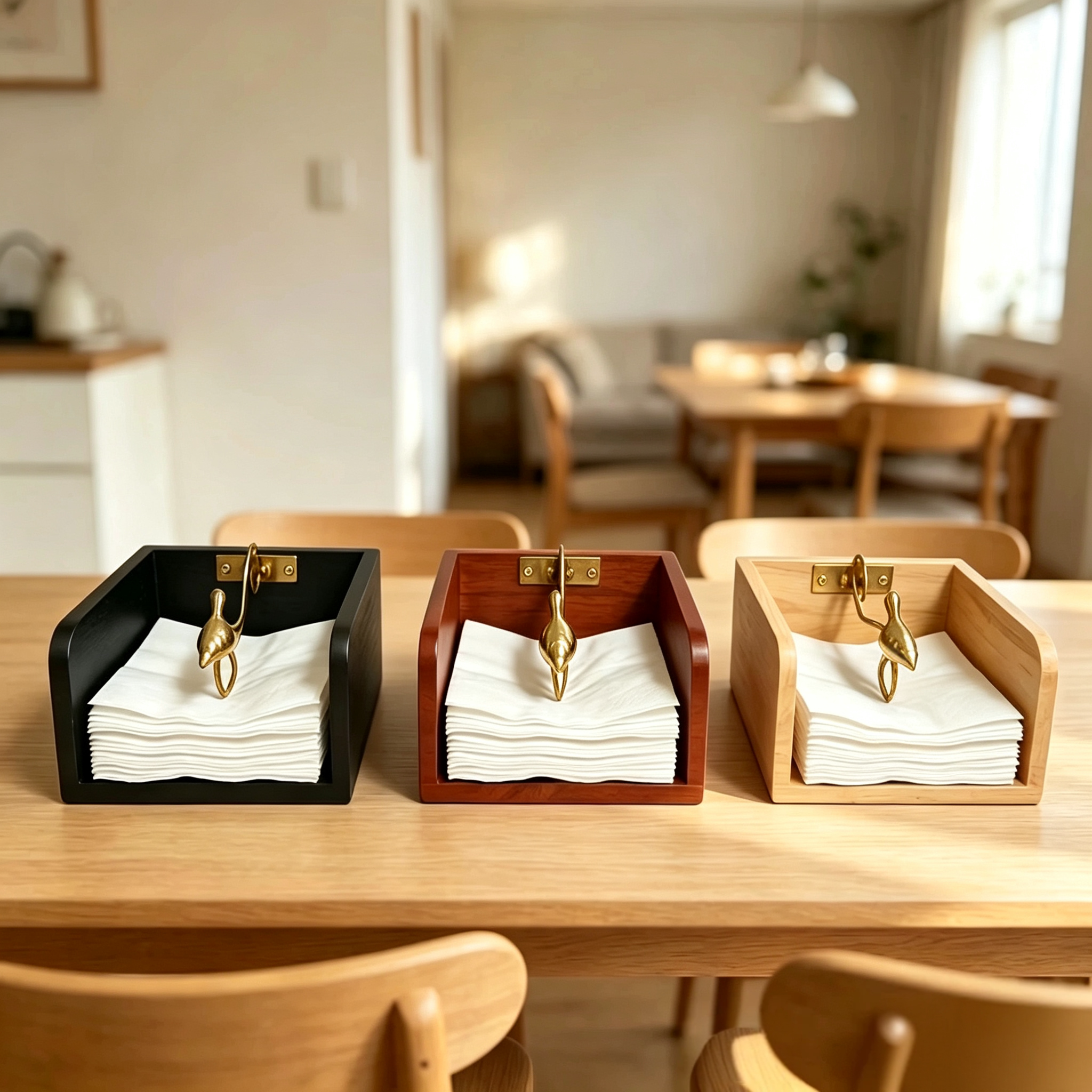 轻奢实木餐巾盒 黄铜小鸟造型压纸巾盒