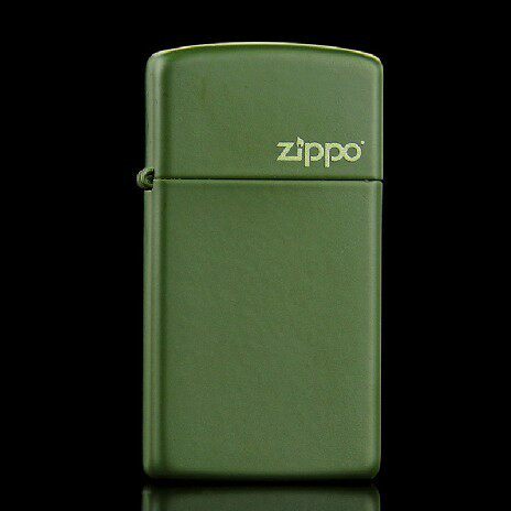 ZIPPO原装正品打火机 芝宝窄机 纤巧绿哑漆商标/1627ZL 专柜正版