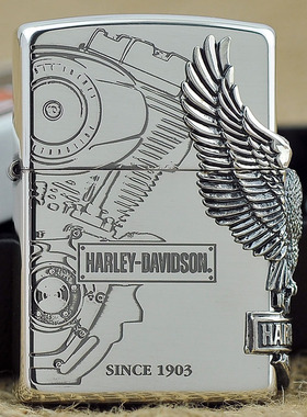 ZIPPO原装正品打火机 哈雷纯银大侧鹰 摩托车 限量版珍藏绝版正版