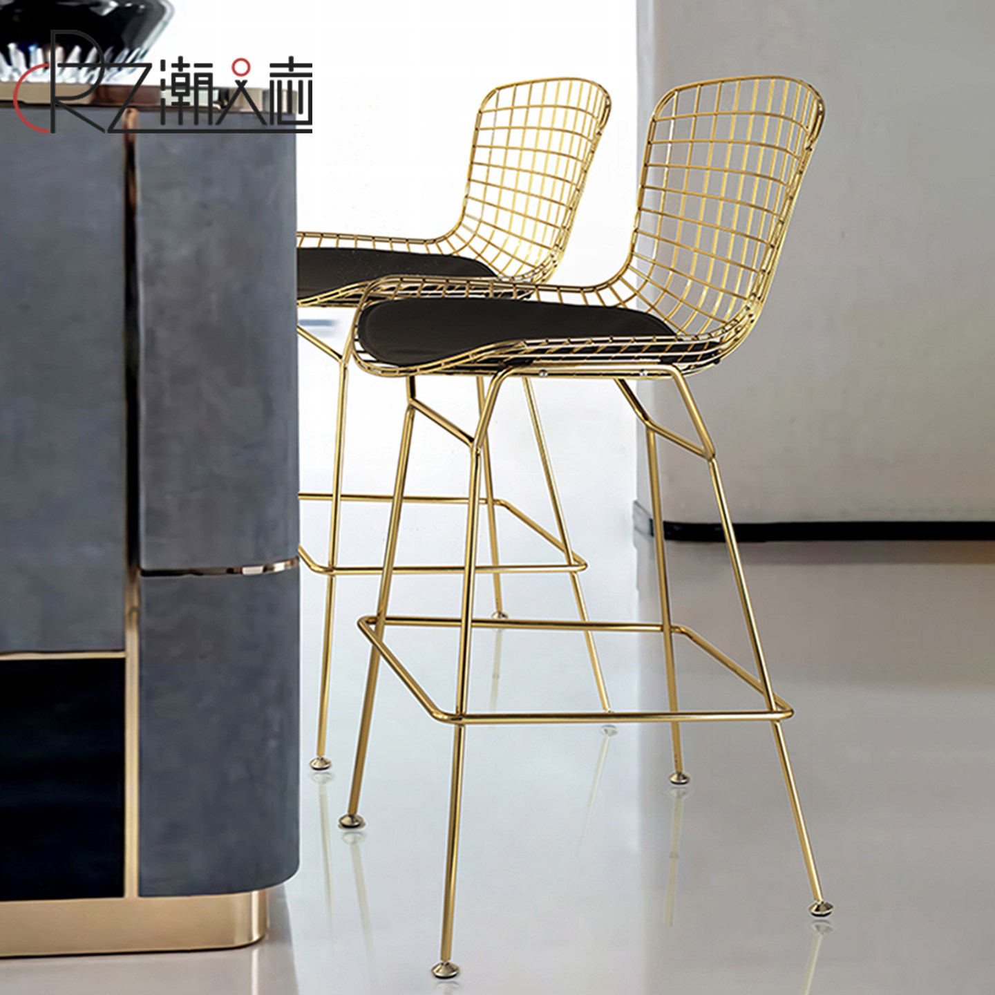 北欧酒吧椅金属网铁线高脚凳铁艺吧台椅工业椅子Bertoia Barstool,住宅家具,家用高脚椅,淘宝优惠券,粉丝福利购,淘宝优惠卷