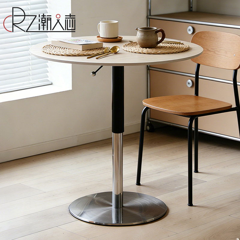 岩板升降圆形餐桌轻奢家用小户型客厅阳台沙发边几茶几可移动圆桌,住宅家具,岩板餐桌,淘宝优惠券,粉丝福利购,淘宝优惠卷