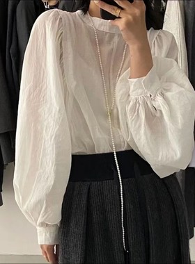 BOLATU柏拉图棉麻衬衫2025苎麻小众洋气泡泡长袖上衣女潮21303